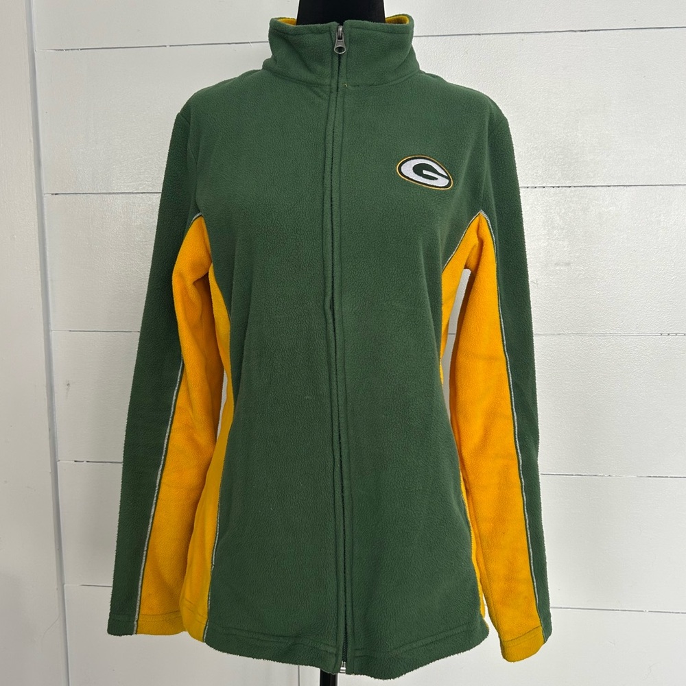 Iconic "G" logo embroidered Green Bay Packers fleece jacket NFL Team Apparel